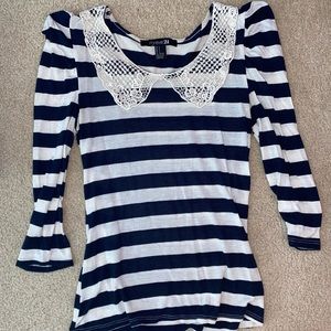 Striped w/ Peter Pan Collar Lace (Forever 21) Top